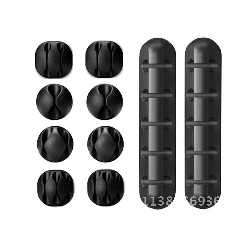 실리콘 케이블 정리함 USB 케이블 와인더, 데스크탑 깔끔한 관리 클립, 케이블 거치대, 마우스 헤드폰 와이어 정리함