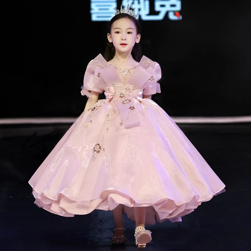 

2023 Kids Prom Dress for Girls Flower Girl Princess Embroidery Dresses Teenager Formal Wedding Show Party Pageant Ball Gown
