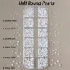 12grids Half Round Pearls Beads 3D Nail Charms 1.5/2/2.5/3/4/5mm White Flatback Pearls Nail Jewelry Nail Craft Pearl Rhinestones 3
