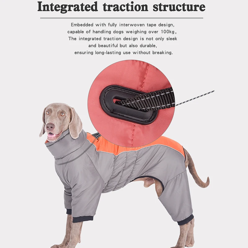 Waterproof Dog Clothes Adjustable Winter Coats for Medium Large Dogs Four Trouser Legs Big Dog Puffer Coat Pet Warmth Clothing