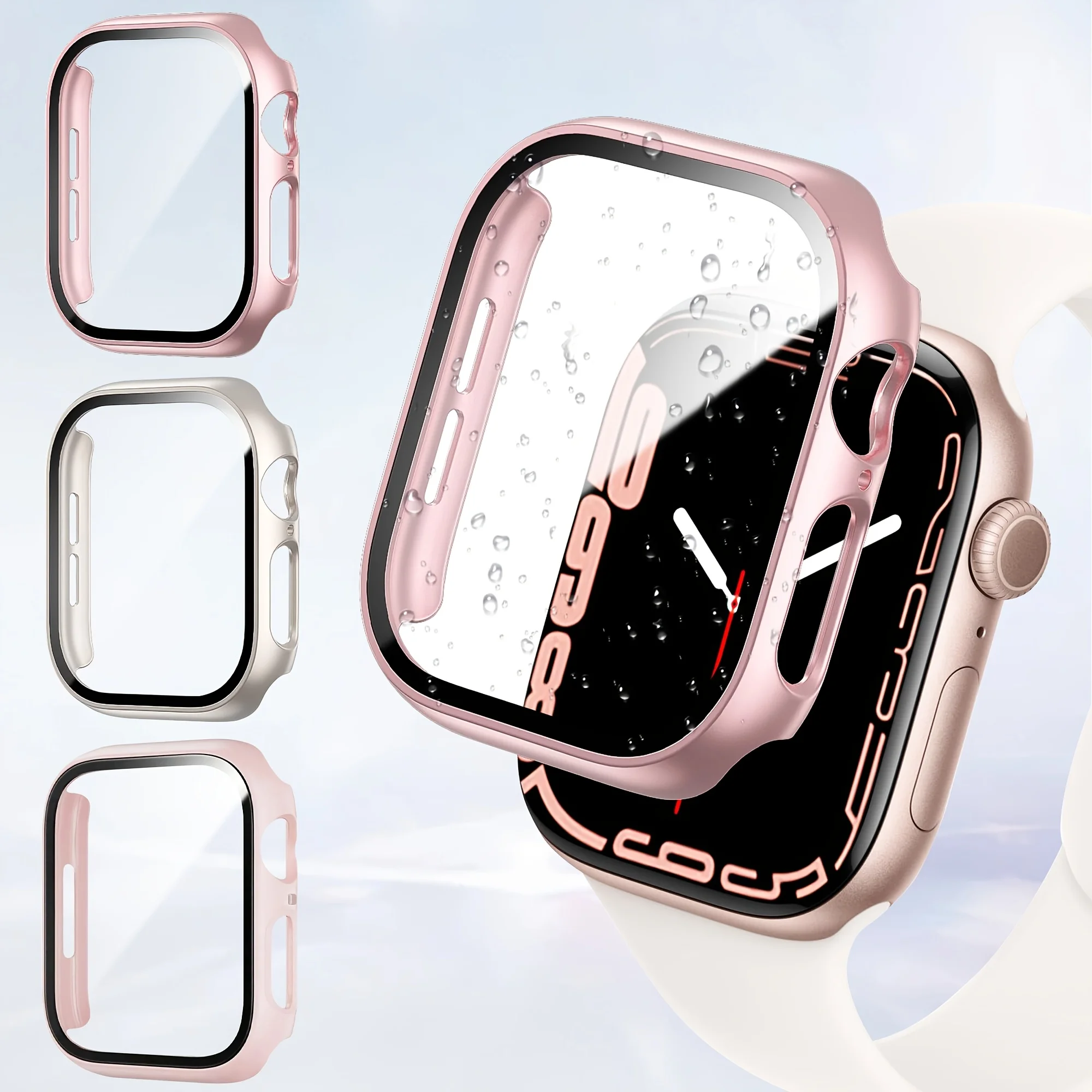 Premium 3-Piece Scratch-Resistant Full-Coverage Protective Watch Case with Glass
