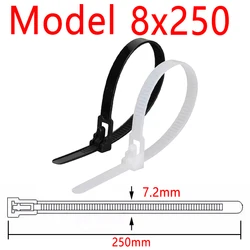 30PCS Reusable Nylon Self - locking and Retractable Straps (White & Black) - White (8x250mm (30PCS))