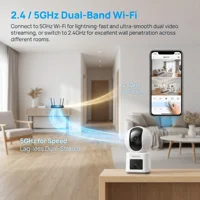Caméra de surveillance WiFi ARCCTV 4MP à double objectif, HD, conversation bidirectionnelle, vision nocturne IR, caméra de sécurité sans fil 360° °   Suivi automatique 4