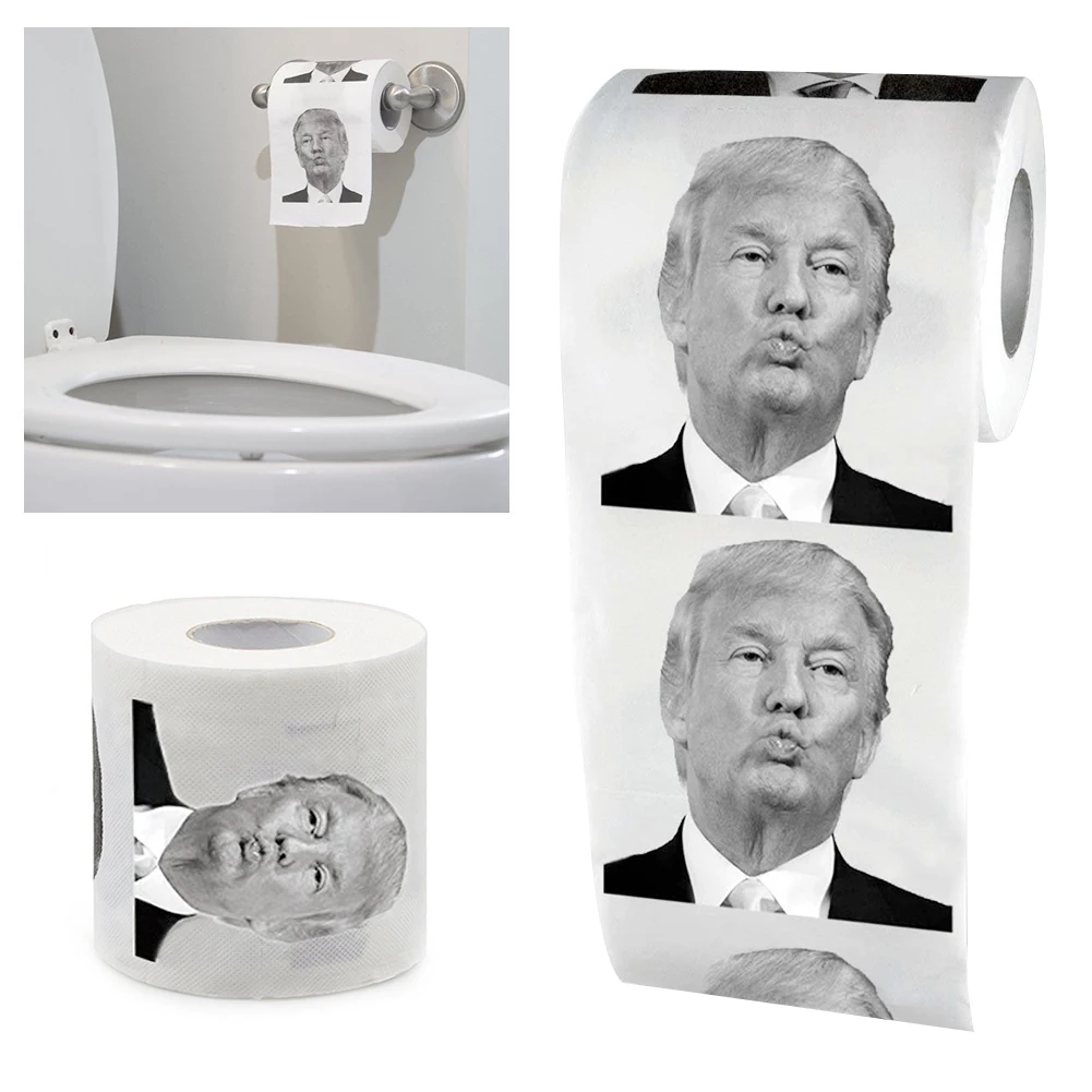 Novelty Donald Trump Kiss Printed Toilet Paper Roll Prank Joke Napkin Humour Tissue Rolling Gift