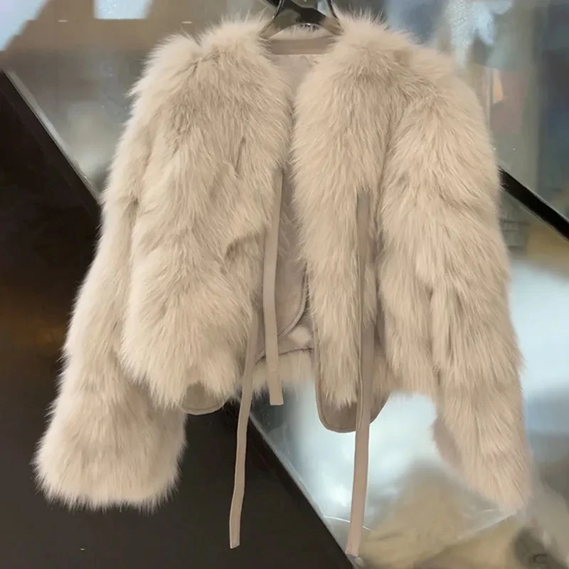 

2024 New Women Winter Fur Coat Haining Imitation Fox Fur Coat Women's Warm Thick Fox Fur Coat Autumn Winter Winter Faux Fur Coat