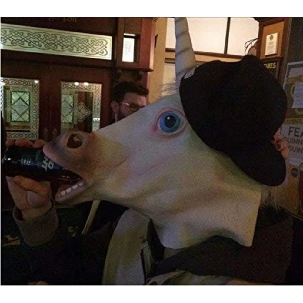 Animal Head Mask Costume Party Unicorn Horse Panda Luminous Head Mask Latex Funny Zoo Prop Full Face Covering Helmet Headgear