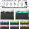 Chest of Drawers with LED Light, Modern Dresser with Open Storage Cubby, Double Wide Dresser Organizer for Bedroom 4