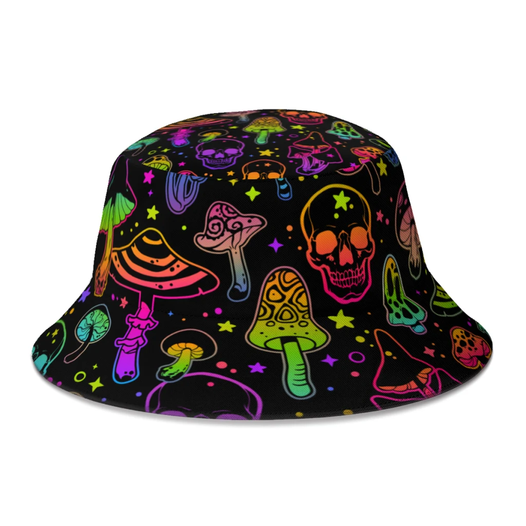 Spring Psychedelic Magic Mushrooms Bucket Hat for Men Women Customized Cute  Cartoon Fisherman Hat Seaside Panama Hat