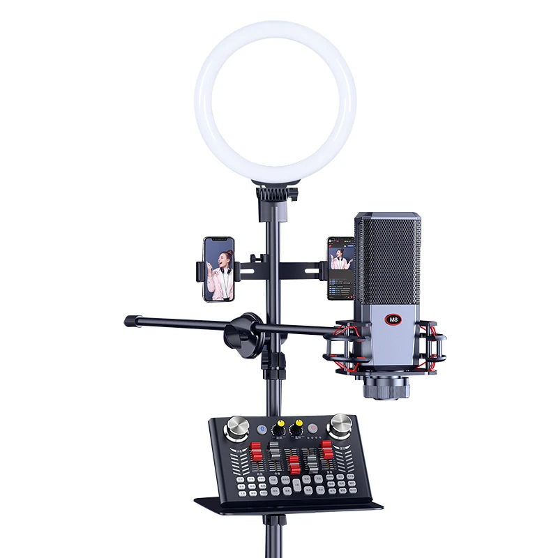 

V18 All In One Kit Professional Podcasting Sound Card Studio Recording Condenser Microphone With Sound Card