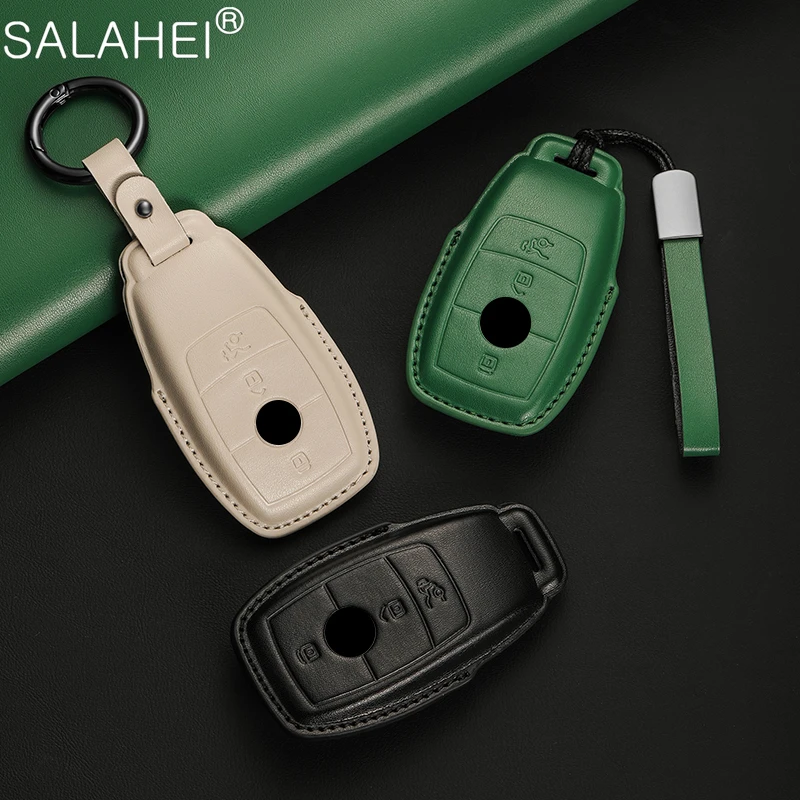 

Leather Car Key Case Cover Shell Bag For Mercedes Benz A C E S G Class GLC CLE CLA GLB GLS GLA W177 W205 W213 W222 X167 AMG S400