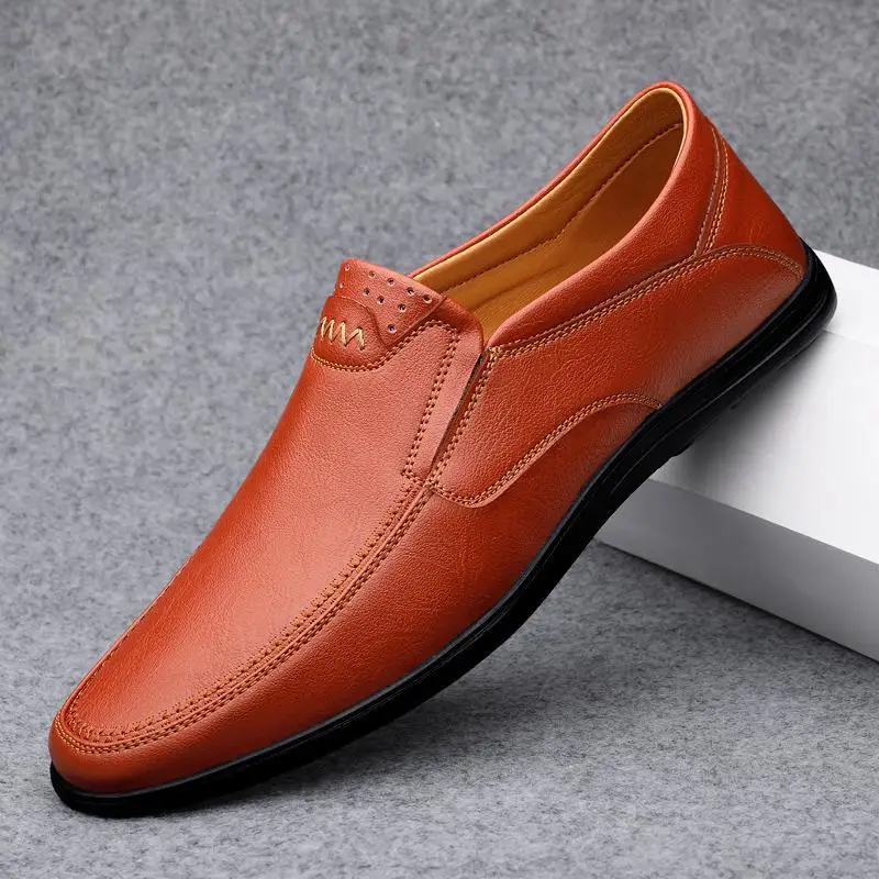 

Мужские кожаные туфли, черные деловые повседневные туфли в британском стиле, на платформе, для вождения, весна-лето 2023