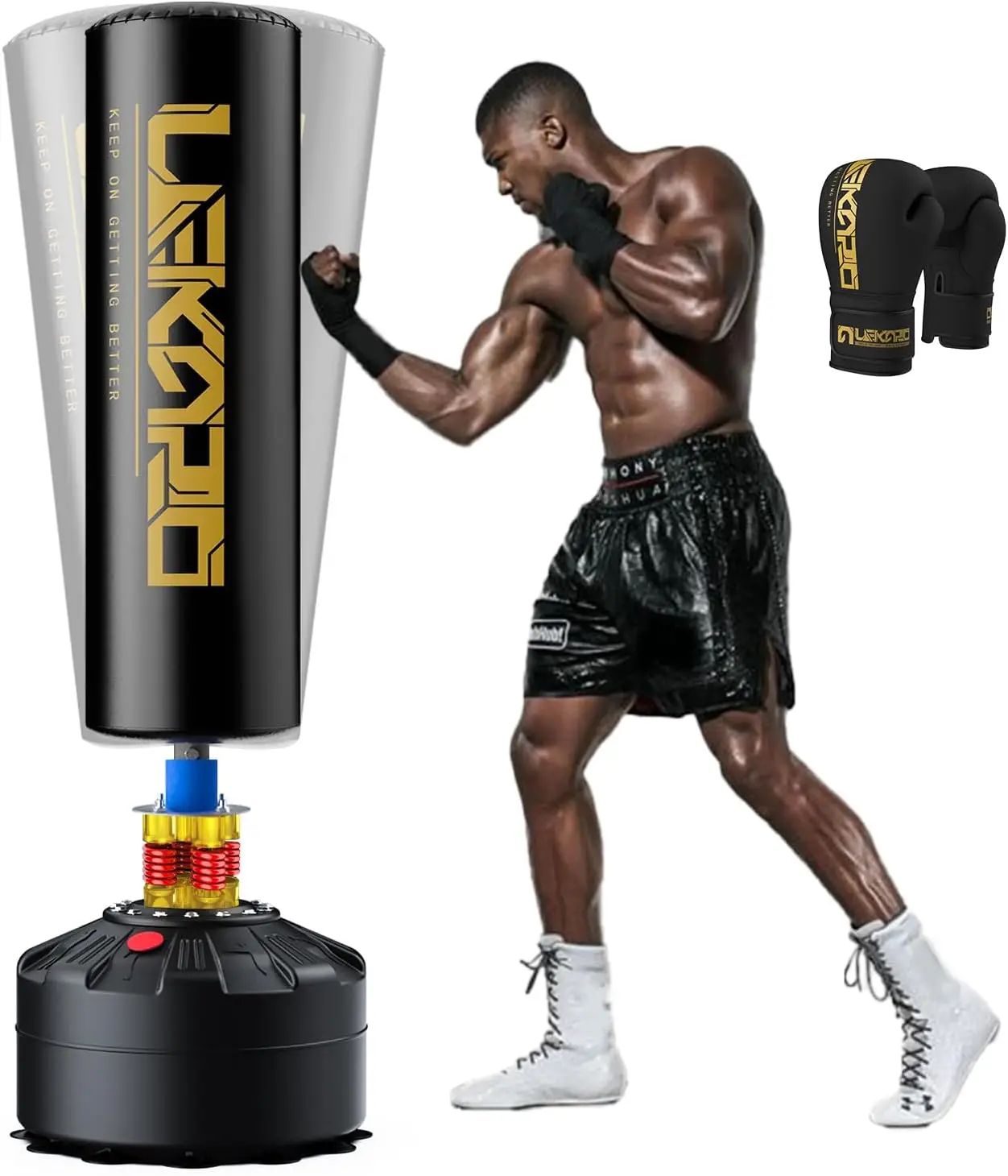 Punching Bag 70" with Boxing Gloves, Heavy Boxing Bag with Stand for Adult Teens, Kickboxing for MMA Muay Thai Fitness