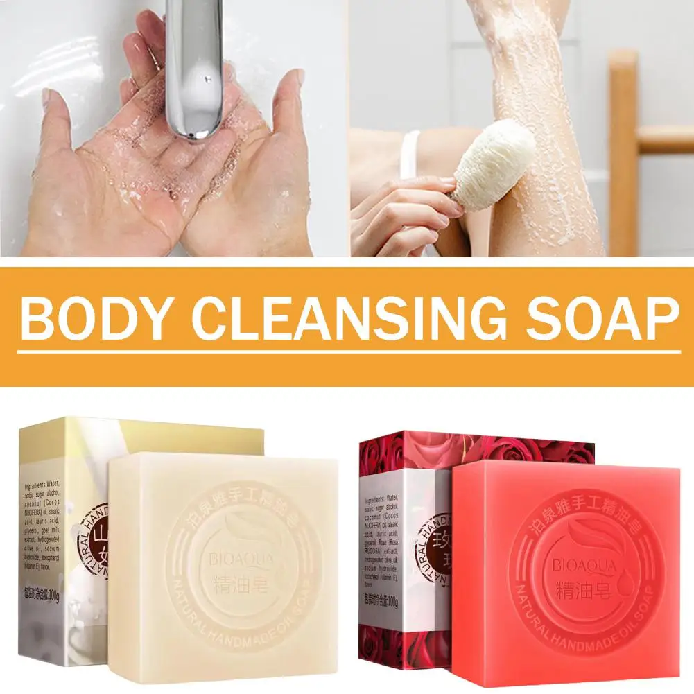 Rose Soap Bamboo Charcoal Aloe Honey Soap Essence Oil Control Skin Deep Cleaning Facial Body Bar Moisturizing