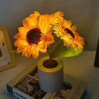 3 LED Night Light Rechargeable Sunflower Lights Interior Lighting Bedroom Bedside Desktop Decoration Table Lamp Night Lamps 2