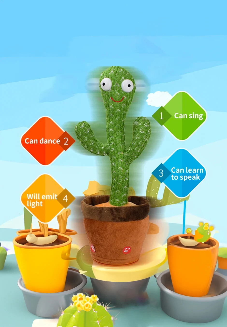 Dancing Cactus Toy for Kids Interactive Learning and Musical Fun