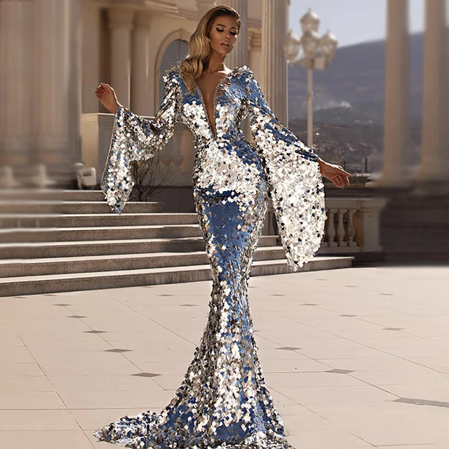 Lastest Silver Sequin V Neck Mermaid Prom Dress,Backless Formal Gown ·  Beloves · Online Store Powered by Storenvy