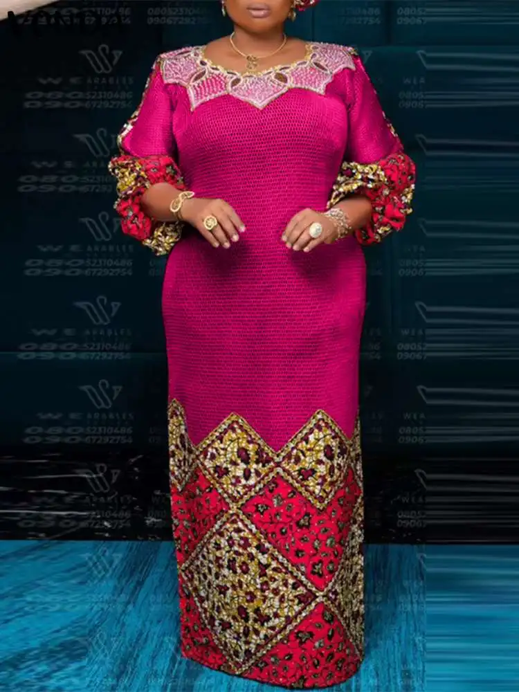 

Богемный сарафан VONDA, Женское Платье макси с принтом 2024, винтажное лоскутное модное повседневное свободное платье большого размера с длинным рукавом