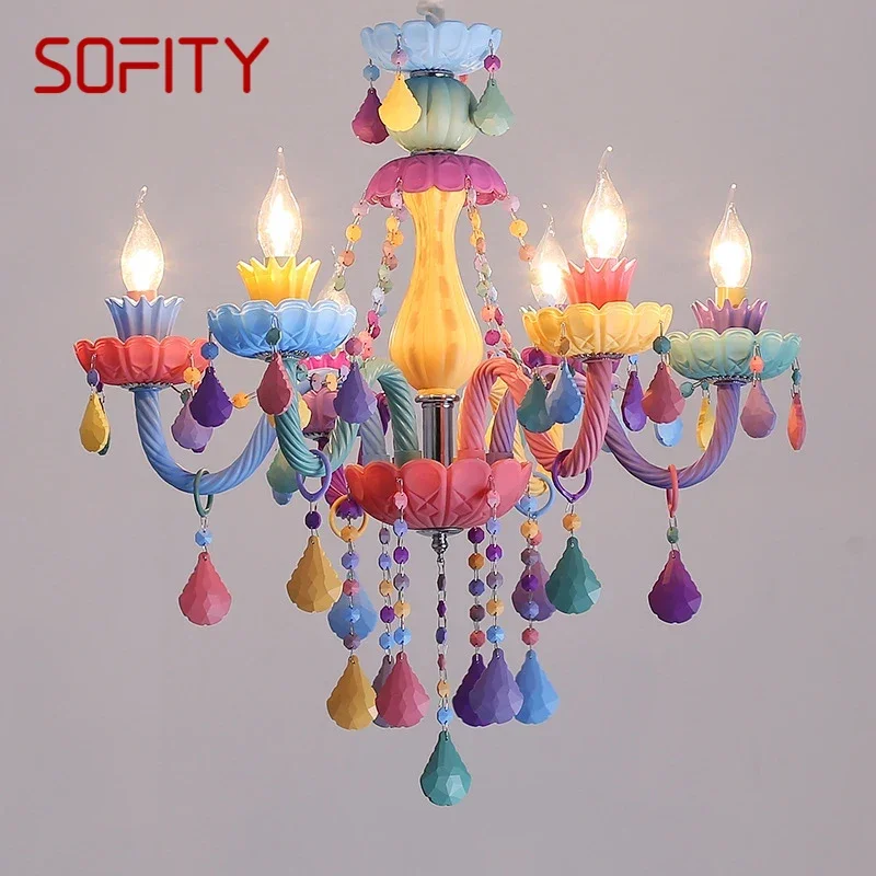 

SOFITY Color Crystal Pendent Lamp Art Girls' Room Candle Lamp Children's Room Living Room Restaurant Bedroom Art Chandelier