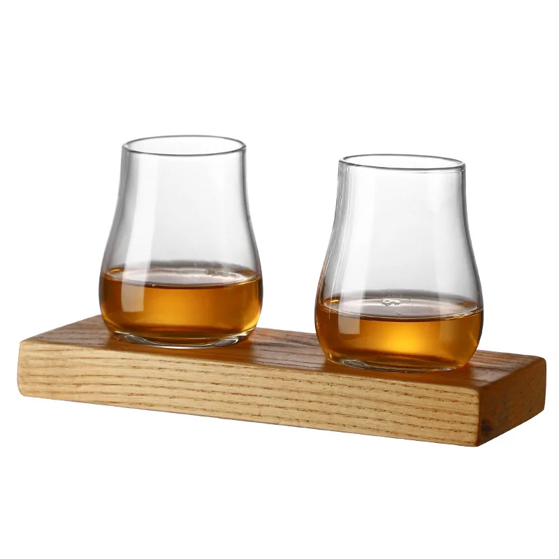 Scotch Whisky Tasting Glass Match Solid Wood Pallet Set Liquor Shot Glasses  Whiskey Tumbler Cognac Brandy