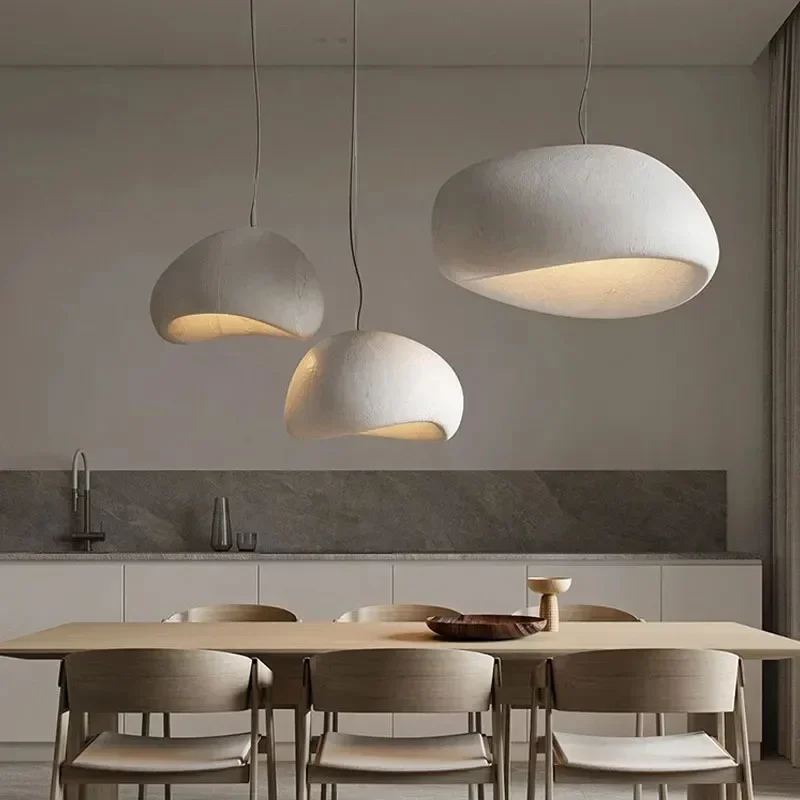 Nordic Minimalist Wabi Sabi Wind E27 LED Chandelier for Dining Room Pendant Lights Modern Bedroom Bar Loft Hanging Lamps Fixture 4