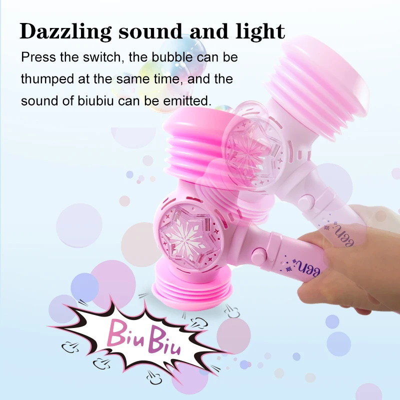 2 In 1 Toy Hammer Automatic Bubble Machine, Princess Toys, For Girls Over Three Years Old Outdoor Party Toys (No Batteries And B 5