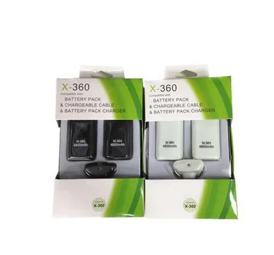 Rechargeable Battery 2Pcs 4800mAh with Charging Cable for Xbox 360 Gamepad rechargeable lithium batteries,rechargeable nickel zinc batteries,rechargeable nickel metal hydride batteries