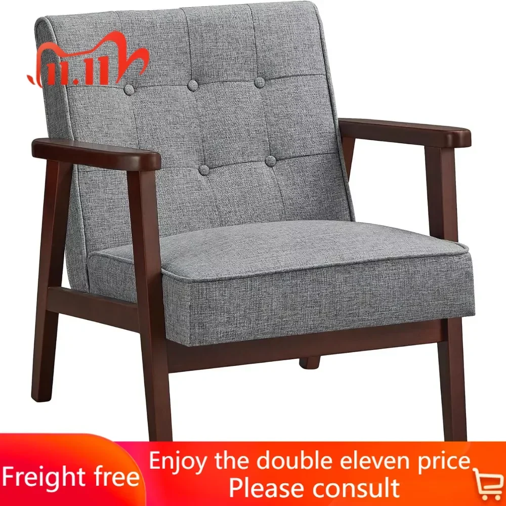 

for Living Room Bedroom Studio Mid-Century Modern Accent Sofa Upholstered Lounge Chair Armchair Light Gray Freight Free Chairs