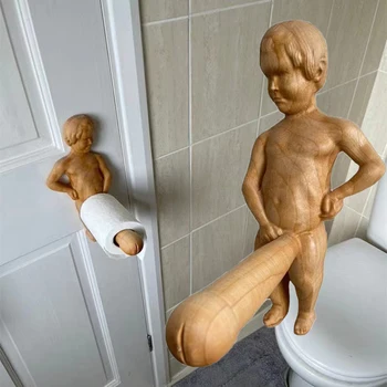 Funny Wooden Penis Toilet Paper Holder 2