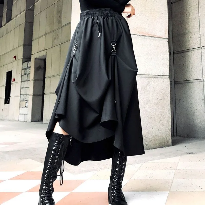 MLB korea■新作*cotton slit cargo long skirt Harajuku Cargo Skirt Women Casual Zipper Loose High Waist