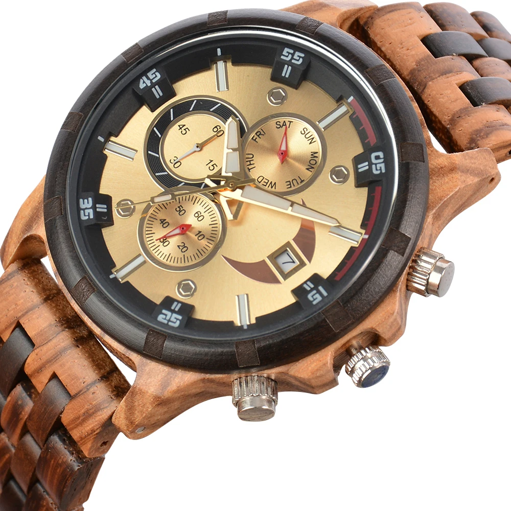 Men's Fashion Wooden Quartz Wristwatch - Personalized Anniversary Gift
