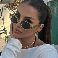 Mode lunettes de soleil ovales femmes rétro tendance en plein air lunettes de soleil en métal de haute qualité classique hommes marque de luxe lunettes UV400 lunettes 5