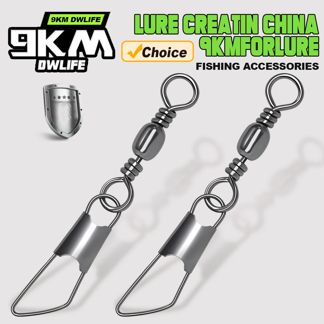 Émerillons barrel avec snap de sécurité - 50 pièces en acier inox pour pêche en mer