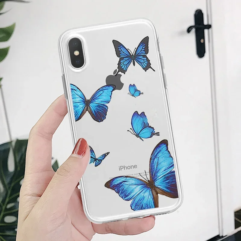 Vibrant Butterfly Design Soft Transparent Phone Case Cover