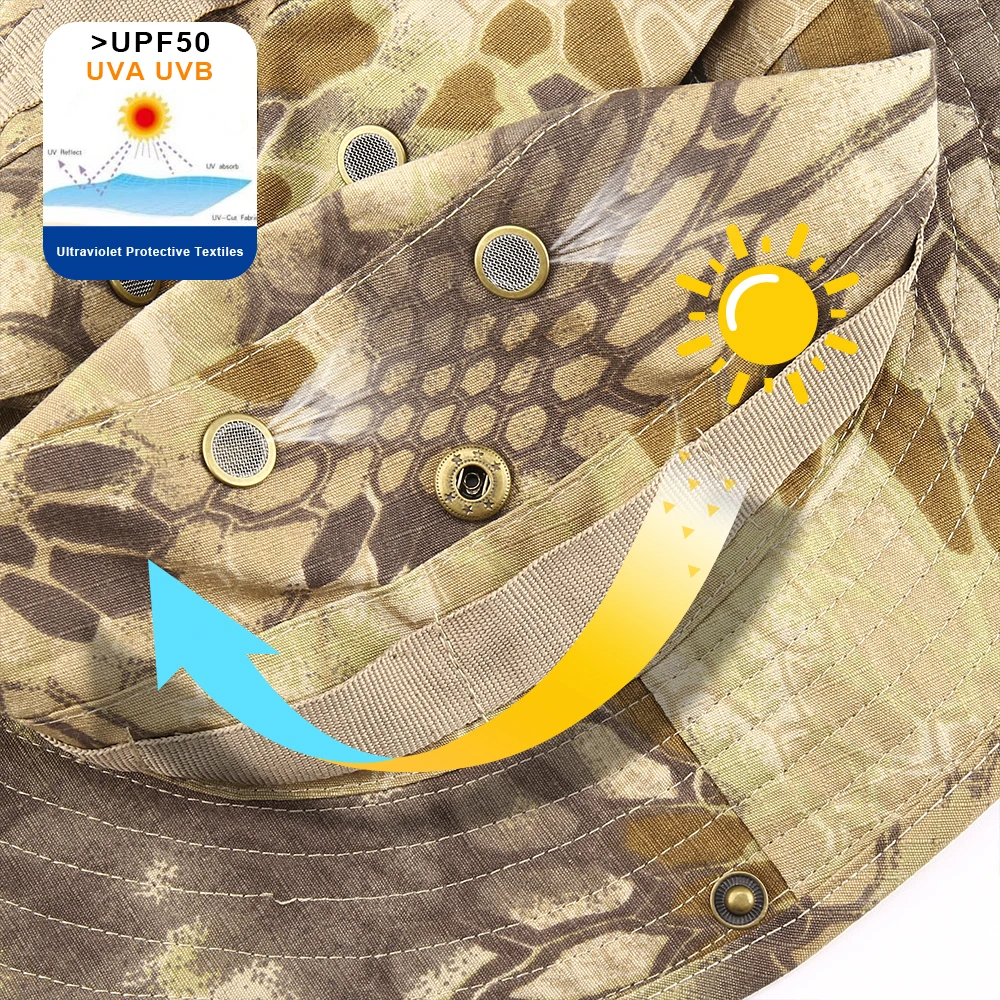 Tactical Airsoft Sniper Camouflage Bucket Boonie Hats Nepalese Cap Panama Windproof Fisherman Hunting Sun-proof Caps Summer Men sun hats sun hat fisherman hat bucket hats sunscreen hats camping hats