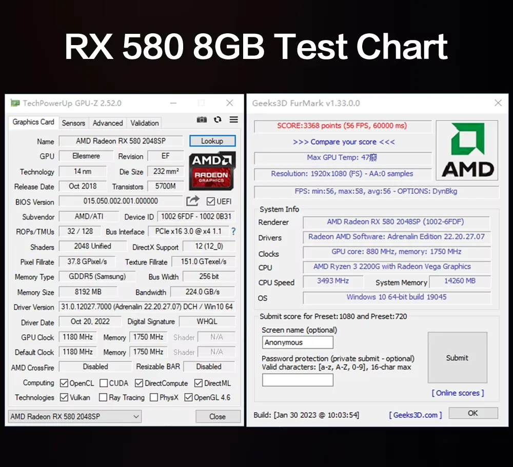 MLLSE AMD RX 580 8GB Tarjeta gráfica Gaming GDDR5 256Bit PCI-E 3,0 × 16 Radeon GPU computadora RX580 Placa De Video - Imagen 6