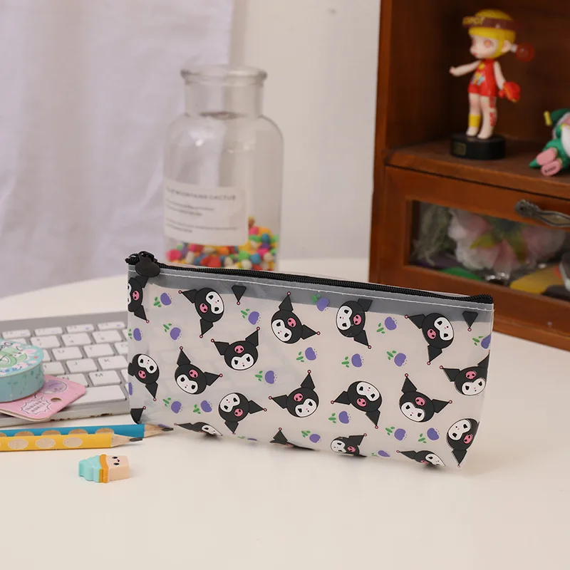 Cartoon Sanrio Pencil Bag Melody Kuromi Snack Transparent Pen Bag Student Storage Zipper Bag School Supplies Children Stationery