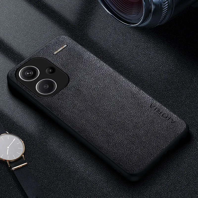 Premium Luxury Leather Phone Case – Business Style Solid Color Cover