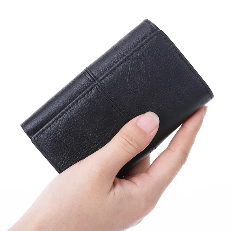 

Amazon's New First Layer Cowhide Soft Texture Multi-card Business Leisure Three-fold Key Bag Handheld Portable
