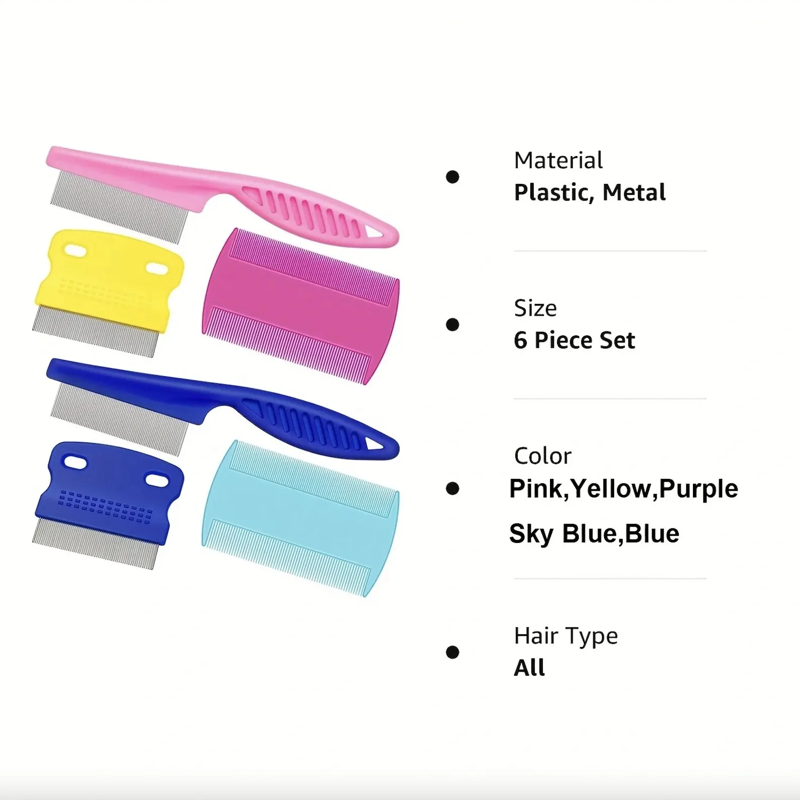 6-Piece Pet Grooming and Deshedding Comb Kit