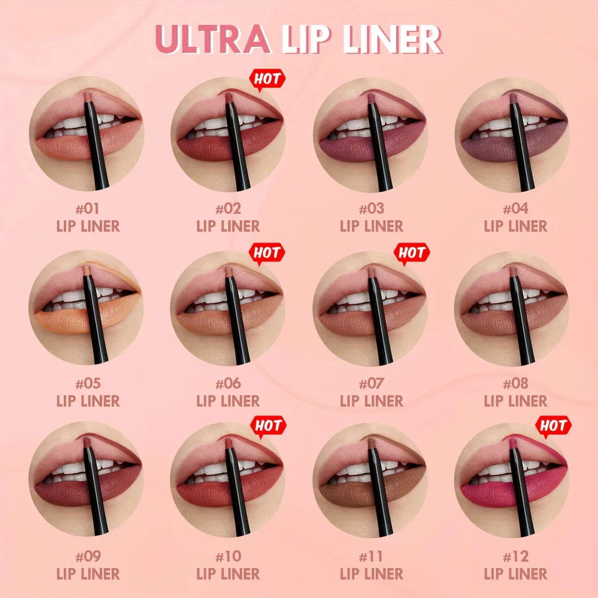 1PC Nude Brown Lip Liner Pencil 12 Color Red Contour Tint Labial Makeup Waterproof Matte Lipstick Pen Lip Contouring Cosmetic 2