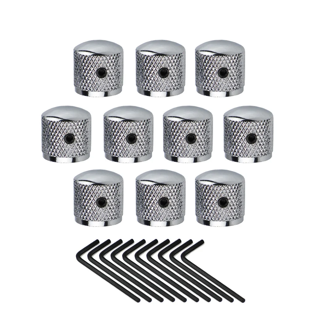 

Металлические купольные ручки управления скоростью гитары FLEOR, 10 шт., ручка усилителя с отверстием и гаечный ключ для частей электрогитары