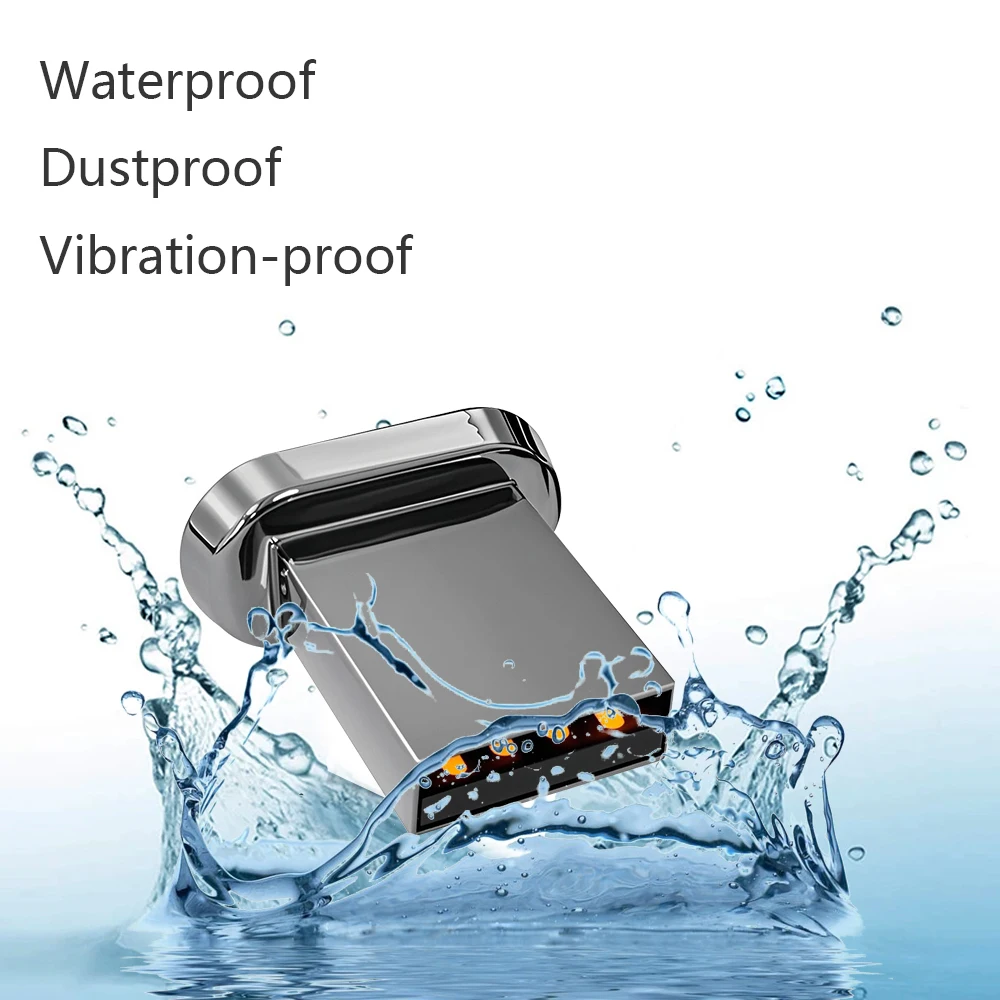 High-Speed Waterproof Mini Metal USB Flash Drive - Silver External Storage U Disk, 64GB/32GB