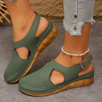 Women's comfortable wedge sandals, summer sandals, simple, comfortable and lightweight, casual beach shoes, large size 43 1