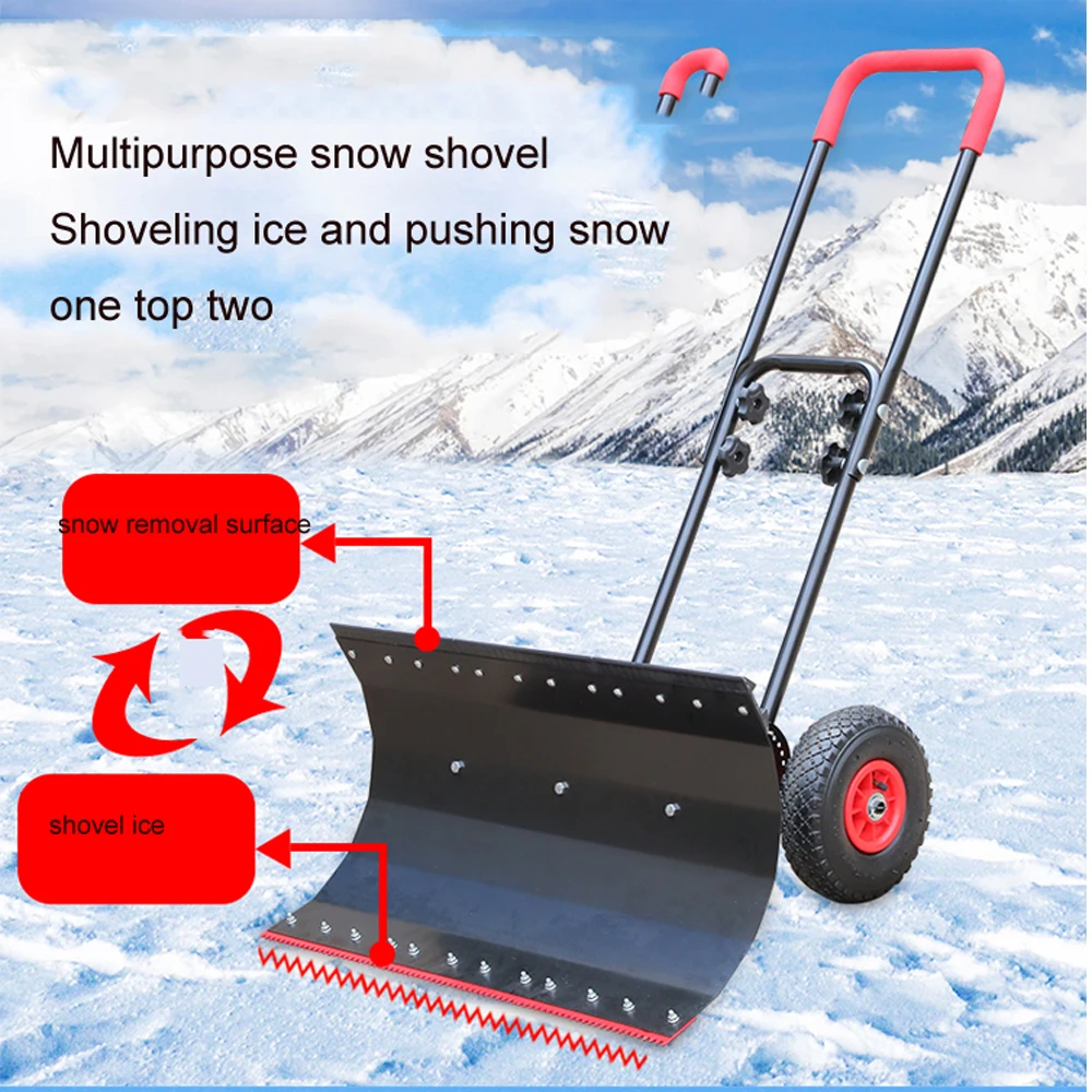 Wheeled Hand Push Snow Removal Shovel Large Snow Removal Tool Vehicle Snow Removal Artifact Snow Removal Machine with Wheels 6