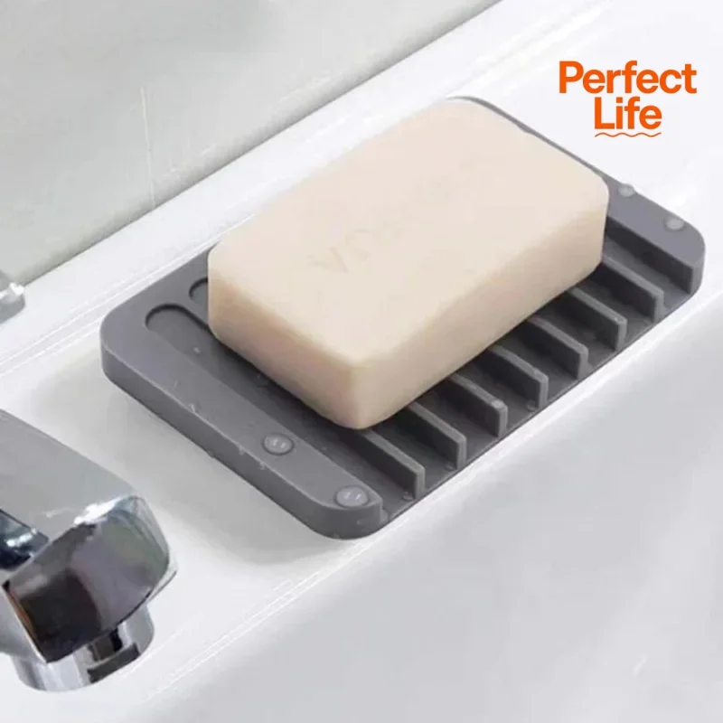1Pcs Silicone Self Draining Soap Holder Dish Soap Saver for Shower Bathroom Kitchen Keeps Bars Dry And Clean