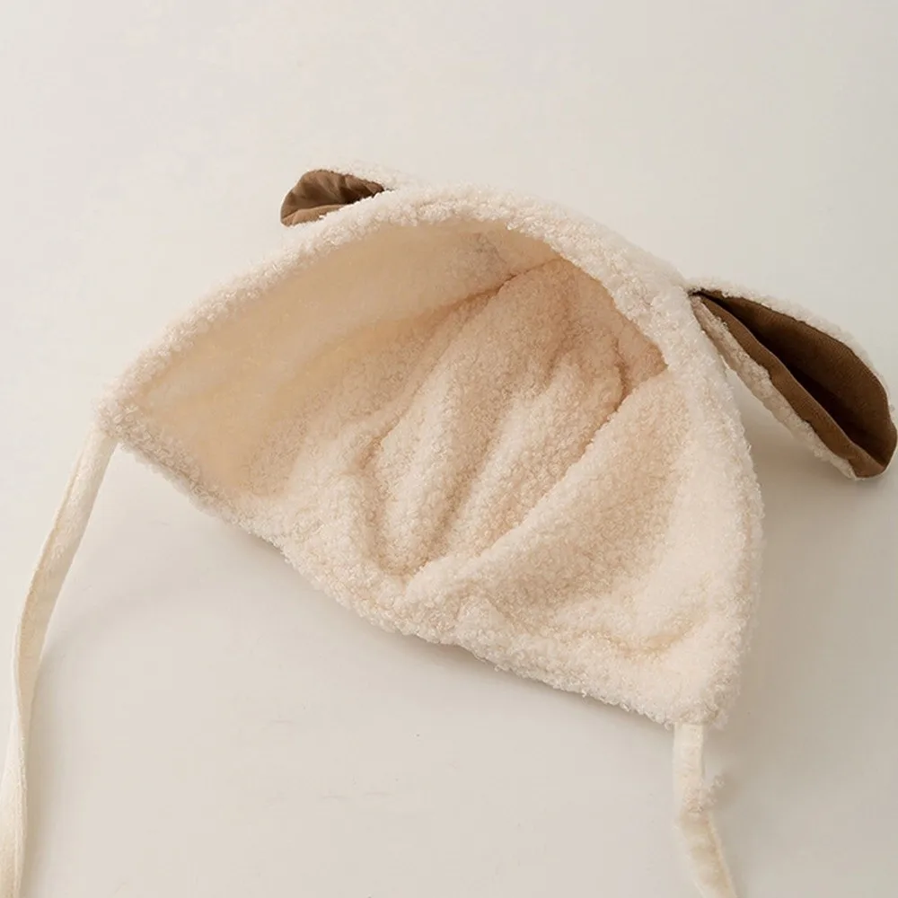 Lamb Fleece Baby Ear Protection Hat Beige Winter