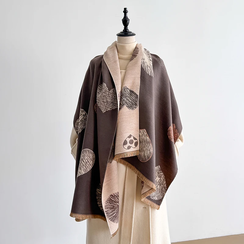 Fashion Women's Faux Cashmere Winter Wrap Vintage Printed Tasseled Scarf Warm Shawl Stylish Accessory Perfect For Winter Outfits