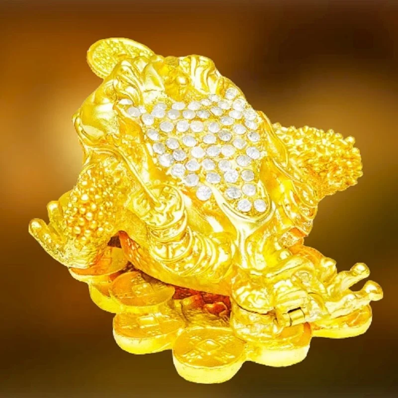 FengShui Toad Money Lucky Consecration and Lucky Money Toad Frog Golden Ornaments Home Office Decoration Gifts