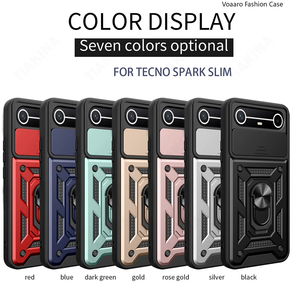Slide Lens Armor Shockproof Case with Magnetic Ring Stand Holder