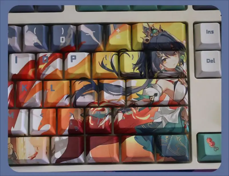 Honkai: Star Rail Yunli PBT 108/128 Tastenkappen Cosplay Requisiten Achse Seite gravierte thermische Sublimation RGB mechanische Tastenkappen – Detail 7